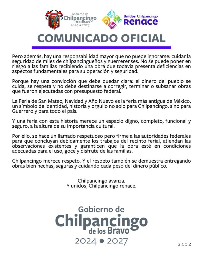IMG-20260416-WA0067-791x1024 Gobierno Municipal de Chilpancingo, rechaza recinto ferial por fallas; “no más obras mal hechas”, advierte alcalde: